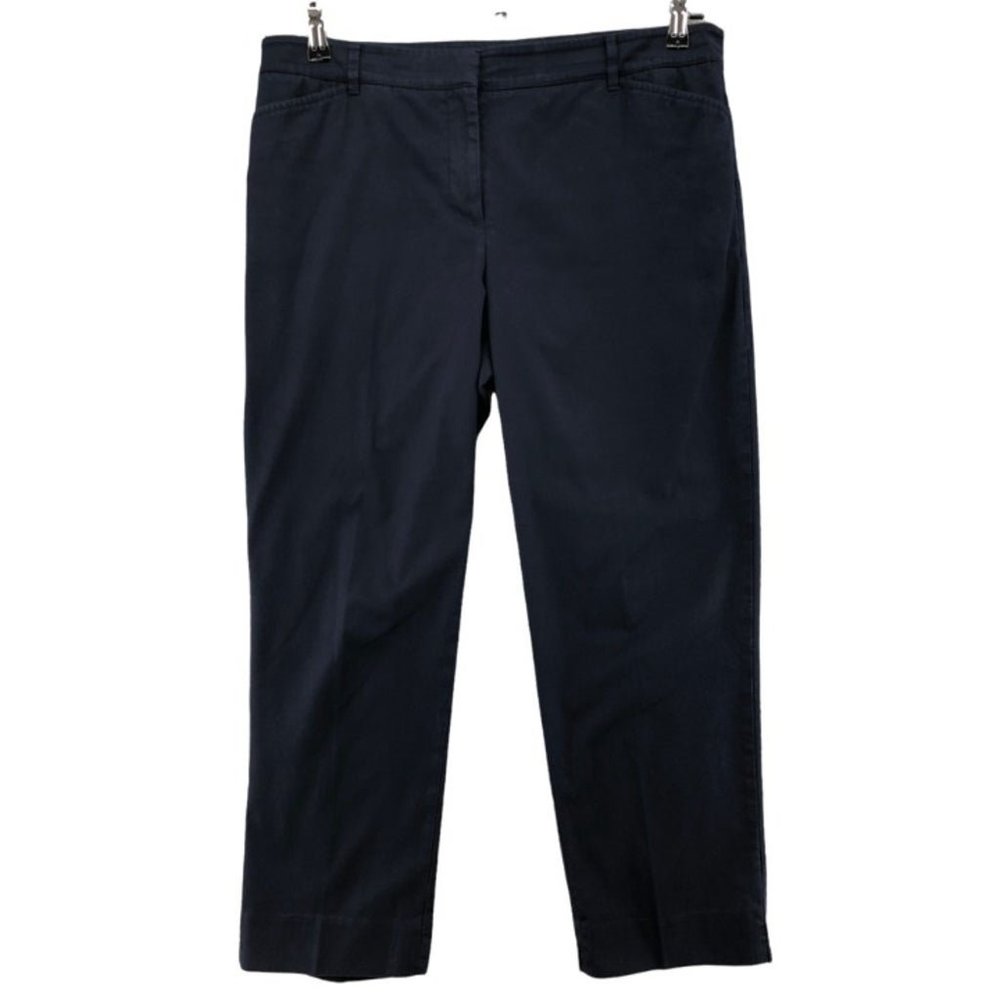 Talbots Womens Pants Perfect Crop Sz 12 Navy Blue Classic Stretch Mid Rise